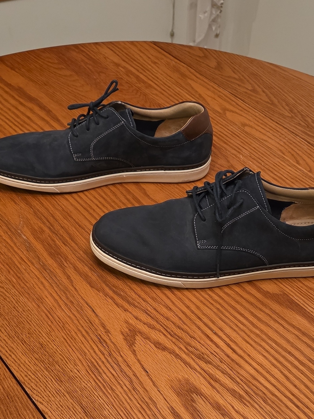 Johnston & Murphy Men’s Blue Leather Lace-Up Oxford Round Toe US 11.5 M Stitch